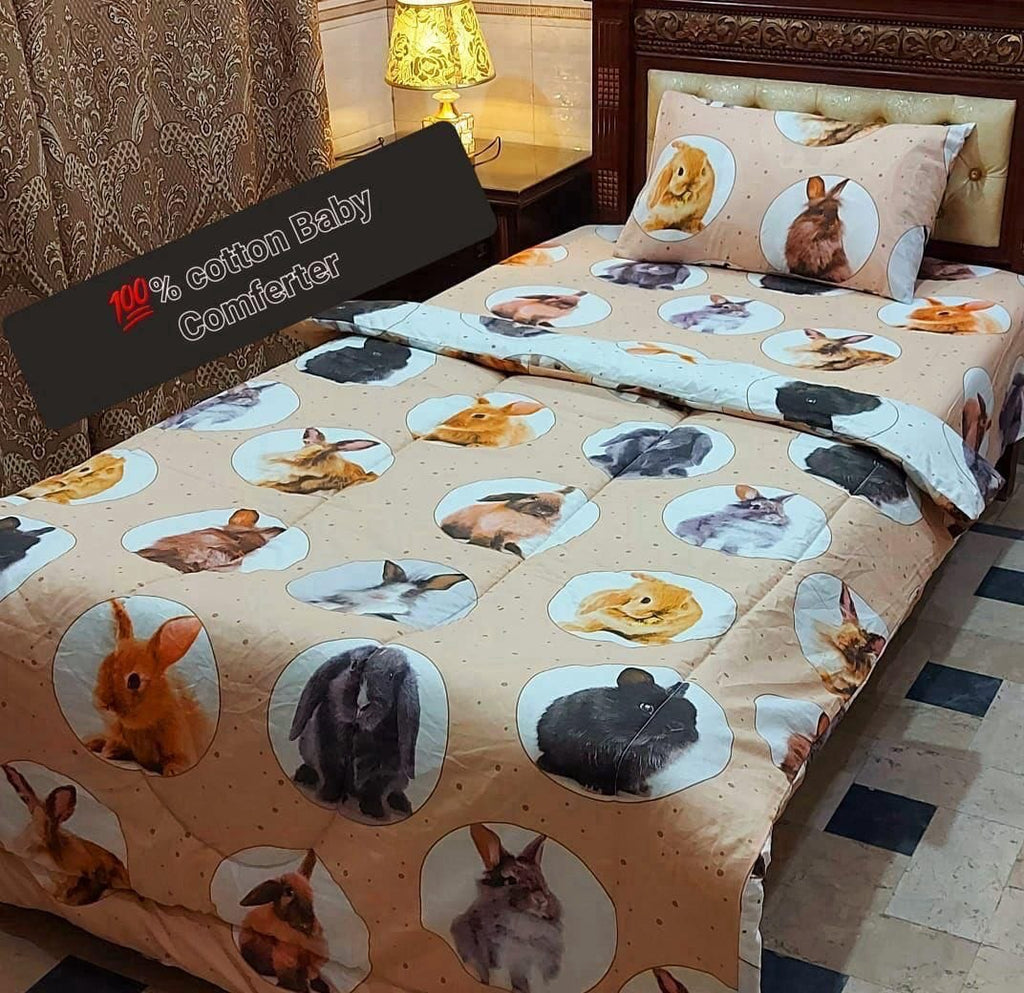3 Pcs Single Comforter Set – Pure Cotton | All Seasons Use | Bed Sheet Complete Set