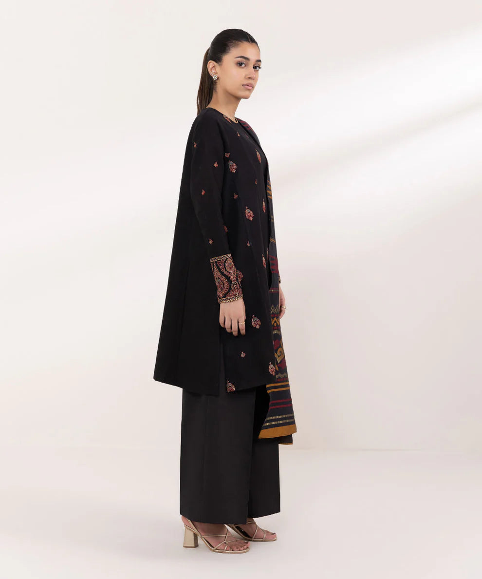 Sapphire 3PC Dhanak Embroidered Shirt with Digital Printed