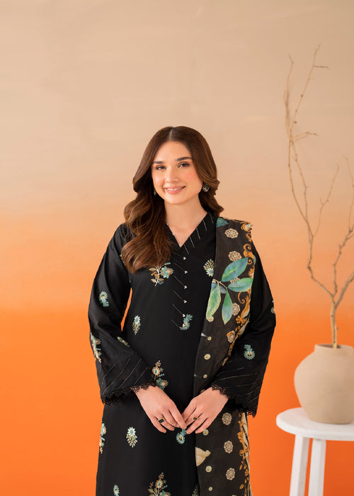 Zara Premium Lawn 3-Piece Unstitched Suit – Heavy Embroidery & Printed Dupatta