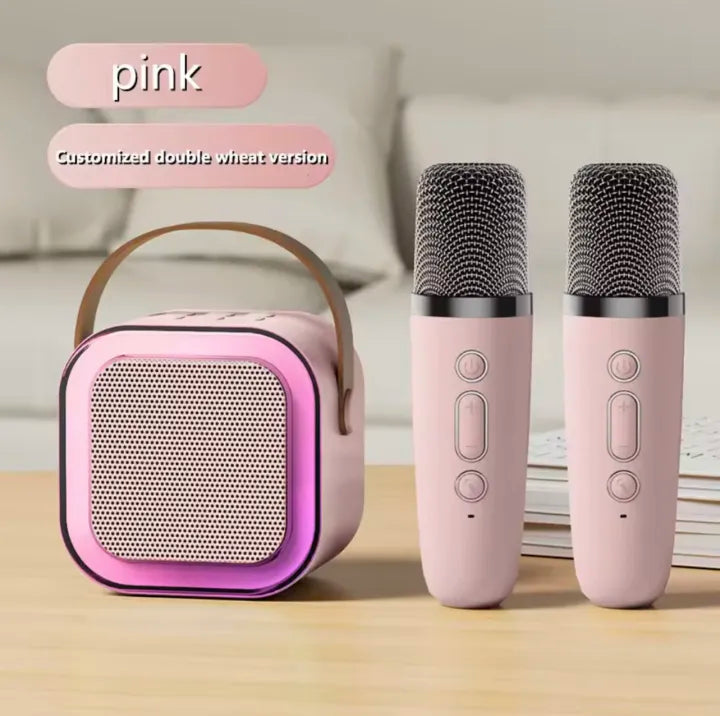 Karaoke Machine for Kids & Adults with Wireless 2 Mics – Portable Bluetooth & Dynamic Lights