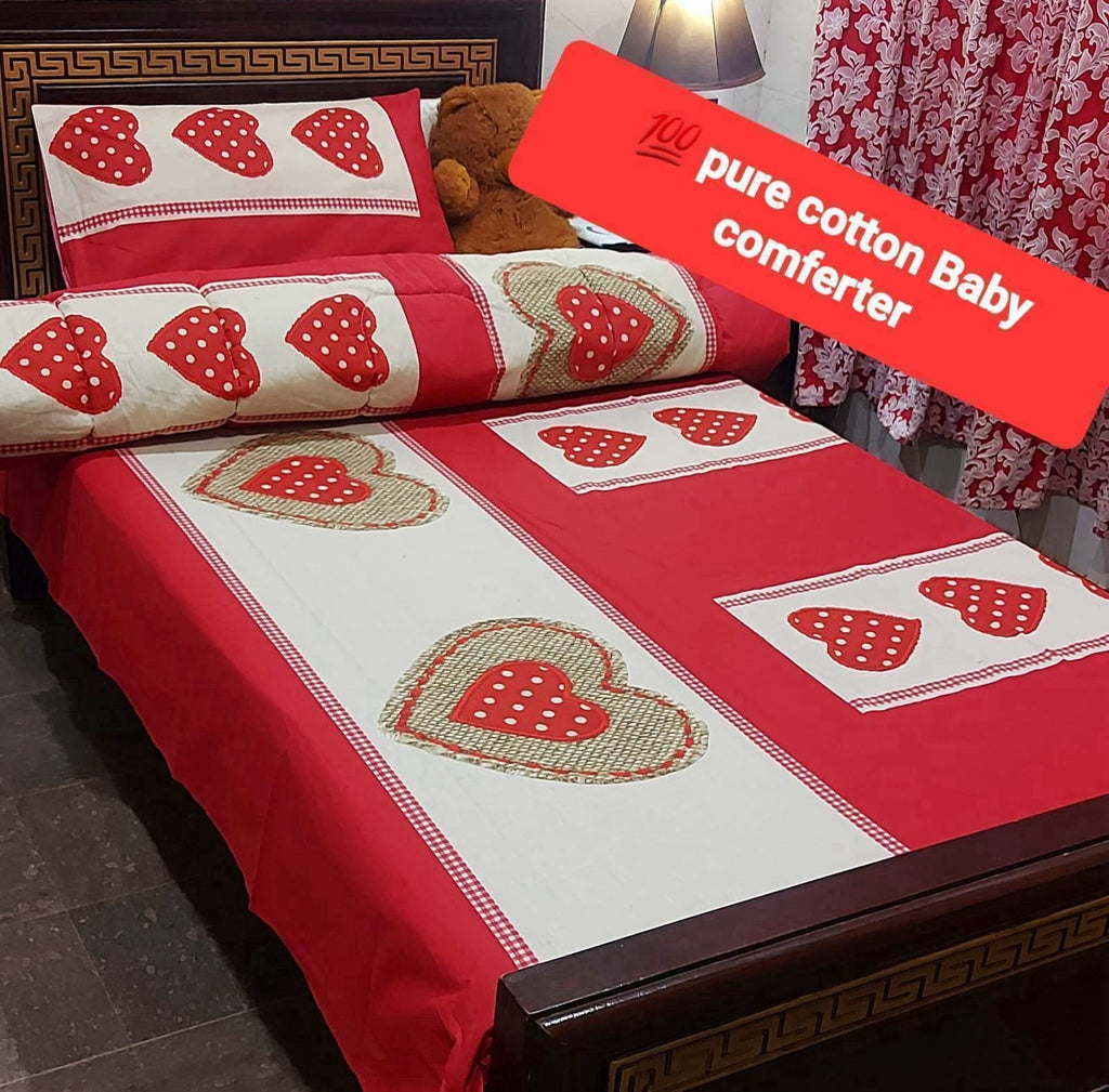 3 Pcs Single Comforter Set – Pure Cotton | All Seasons Use | Bed Sheet Complete Set
