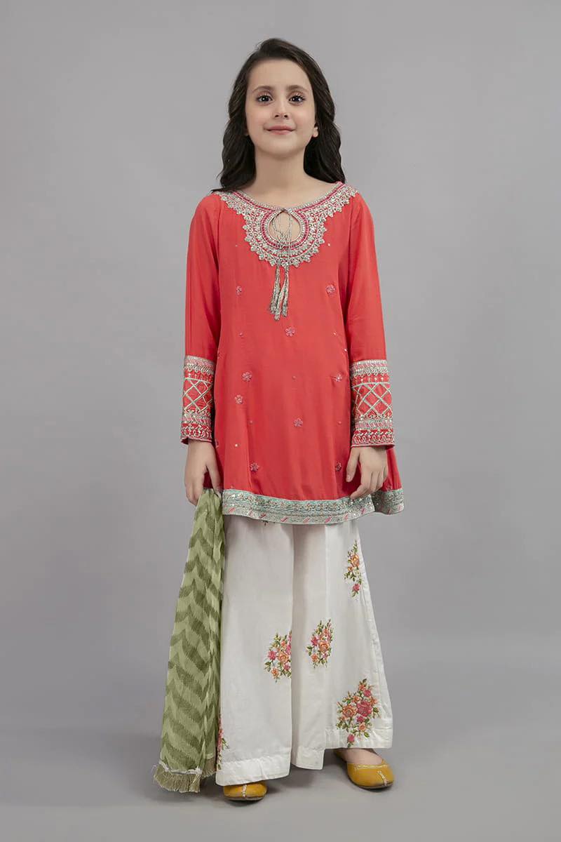 Unstitched Kids Lawn 3-Piece Suit in Orange  Pink – Maria.B.