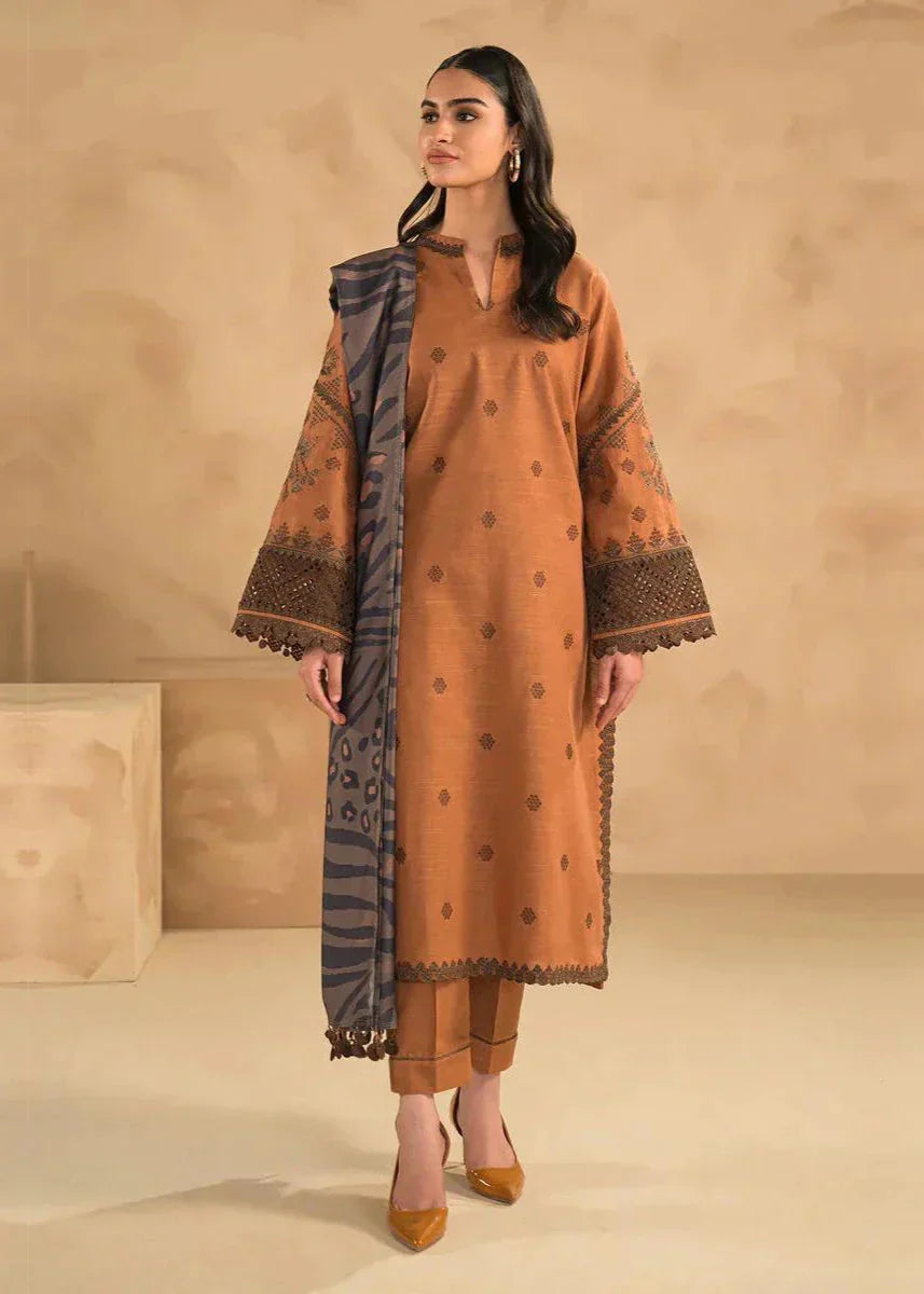 Baroque Lawn 3-Piece Unstitched Embroidered Suit with Embroidered Trouser