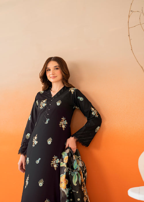 Zara Premium Lawn 3-Piece Unstitched Suit – Heavy Embroidery & Printed Dupatta