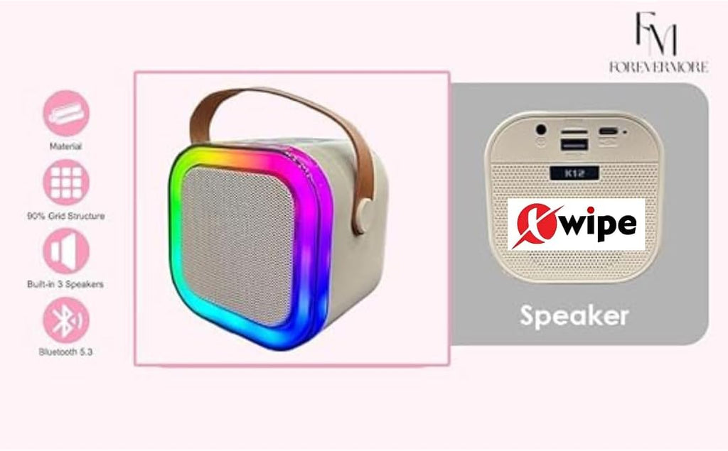 Karaoke Machine for Kids & Adults with Wireless 2 Mics – Portable Bluetooth & Dynamic Lights