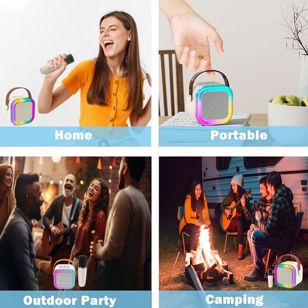 Karaoke Machine for Kids & Adults with Wireless 2 Mics – Portable Bluetooth & Dynamic Lights