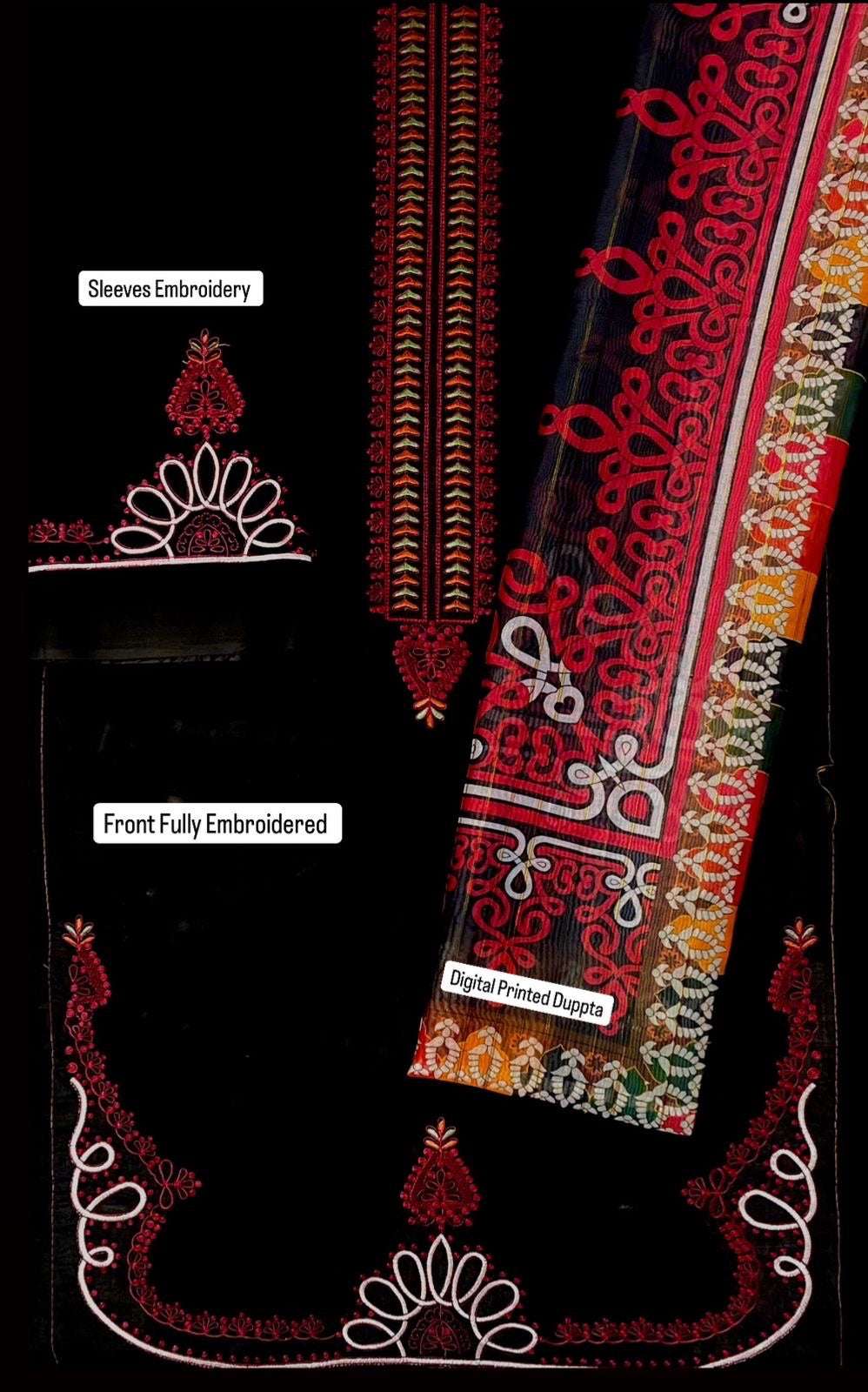 Maria B 3-PC Unstitched Fully Embroidered Dhanak Suit