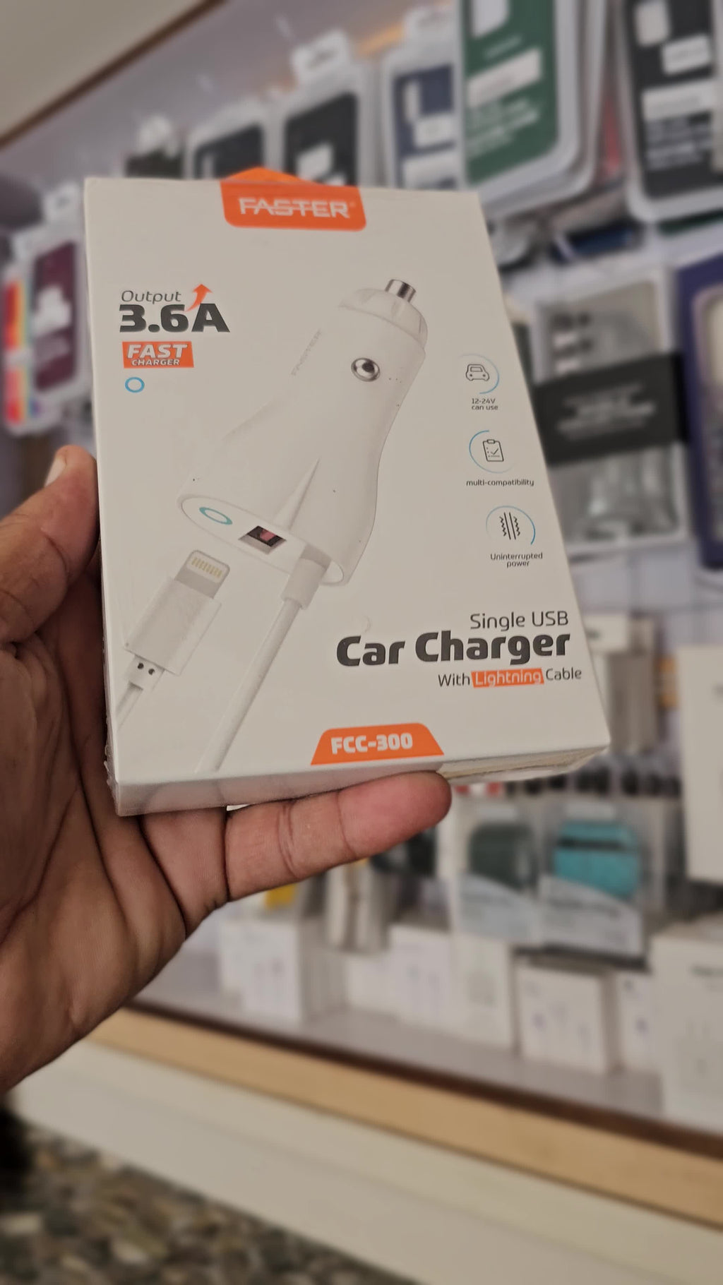Faster Car Charger Single USB with Lightning FC-300