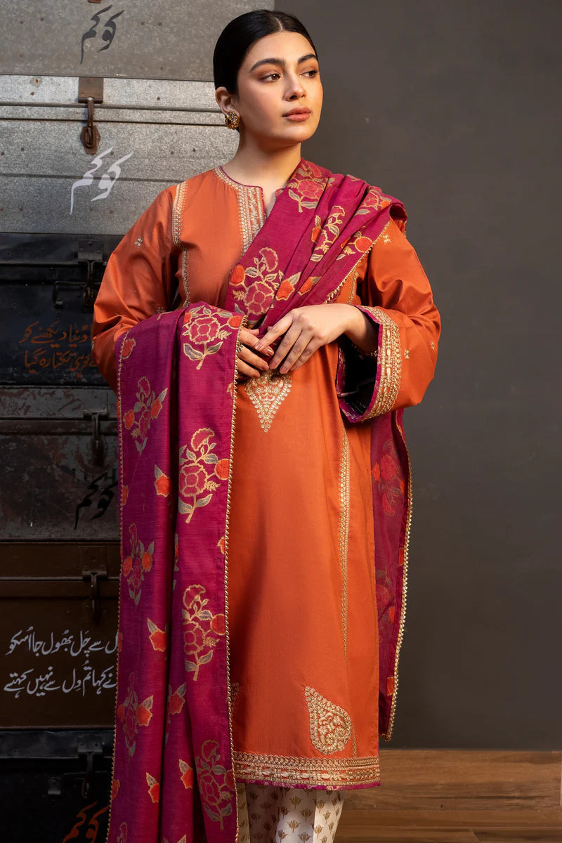 Zara Shahjahan 3PC Unstitched Lawn Suit – Embroidered Shirt, Monark Print Dupatta & Trouser