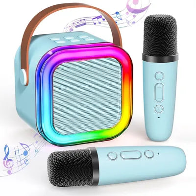 Karaoke Machine for Kids & Adults with Wireless 2 Mics – Portable Bluetooth & Dynamic Lights