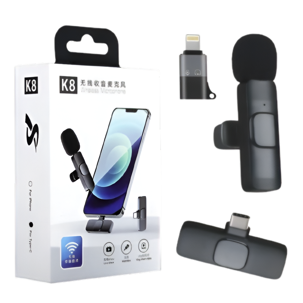 K8 Wireless Mic 2 in 1 For Mobile Type-C & Lightning