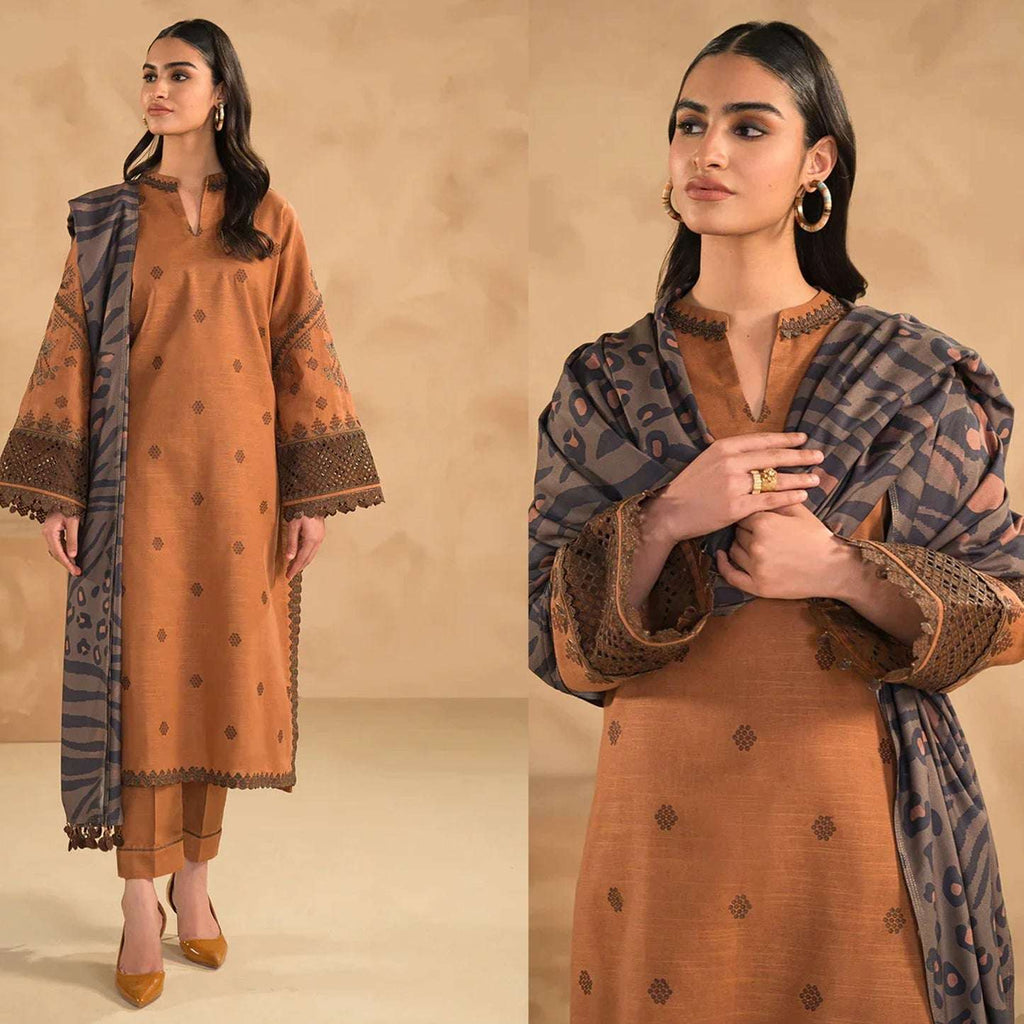 Baroque Lawn 3-Piece Unstitched Embroidered Suit with Embroidered Trouser