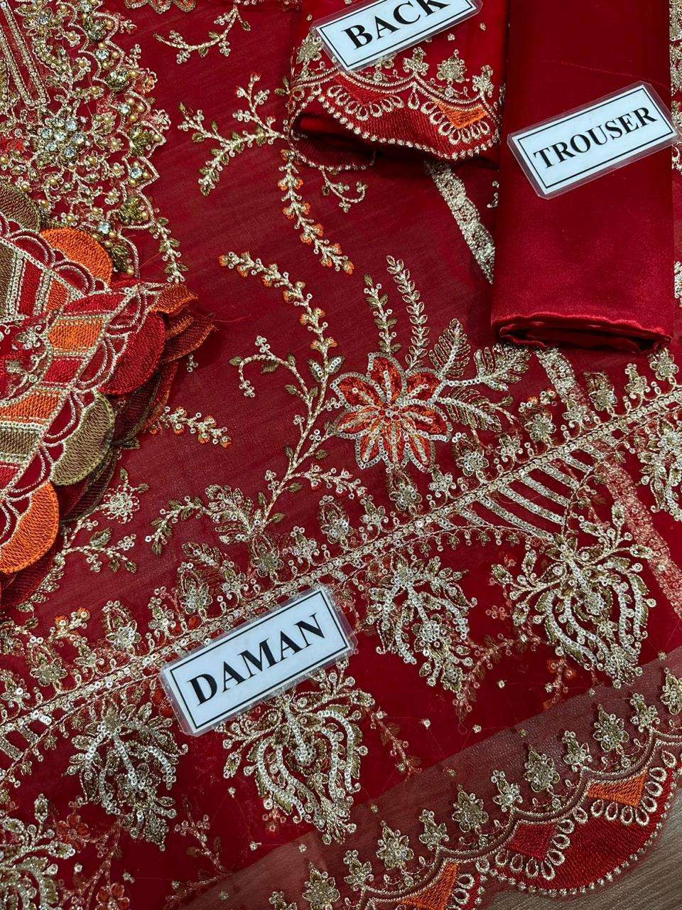 Maria B Unstitched Embroidered Chiffon Suit – Graceful & Luxurious