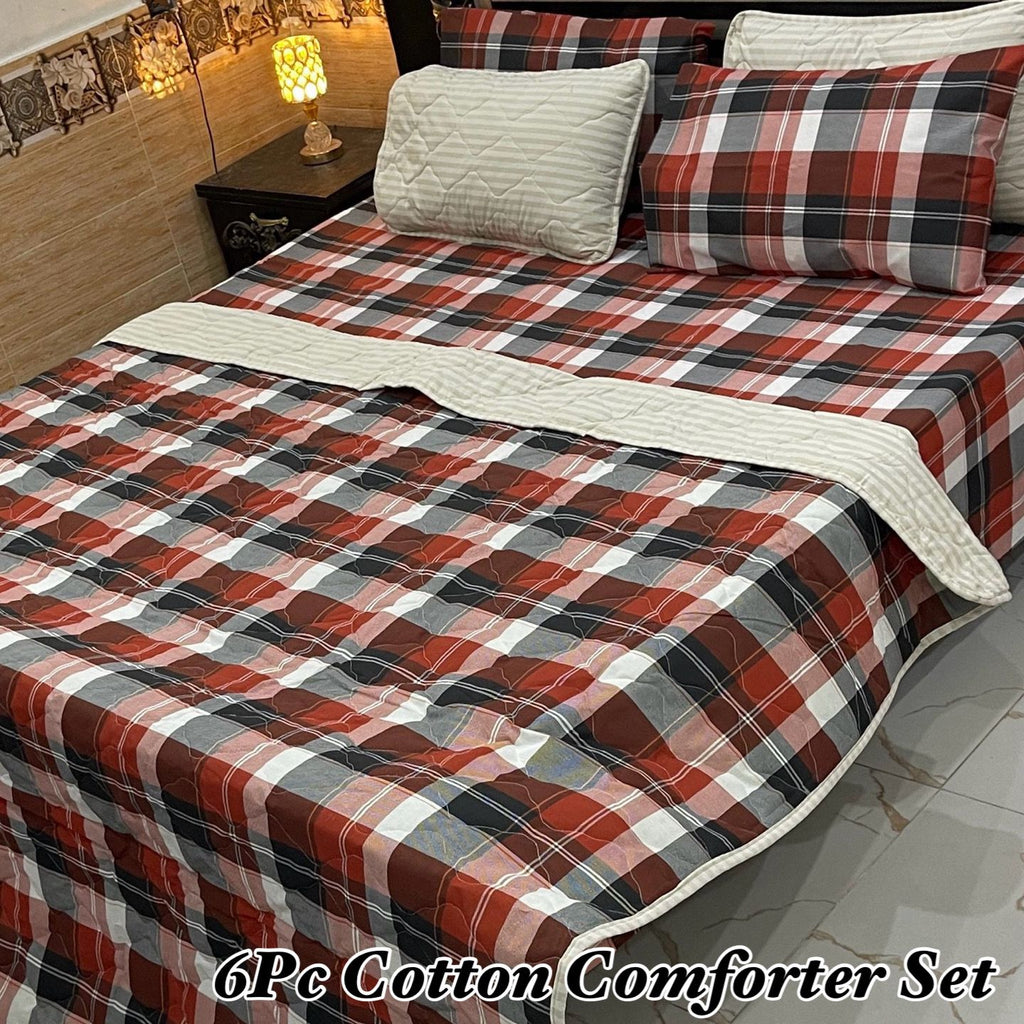 6 Pcs Comforter Set – 100% Pure Cotton | King Size | Bed Sheet Complete Set