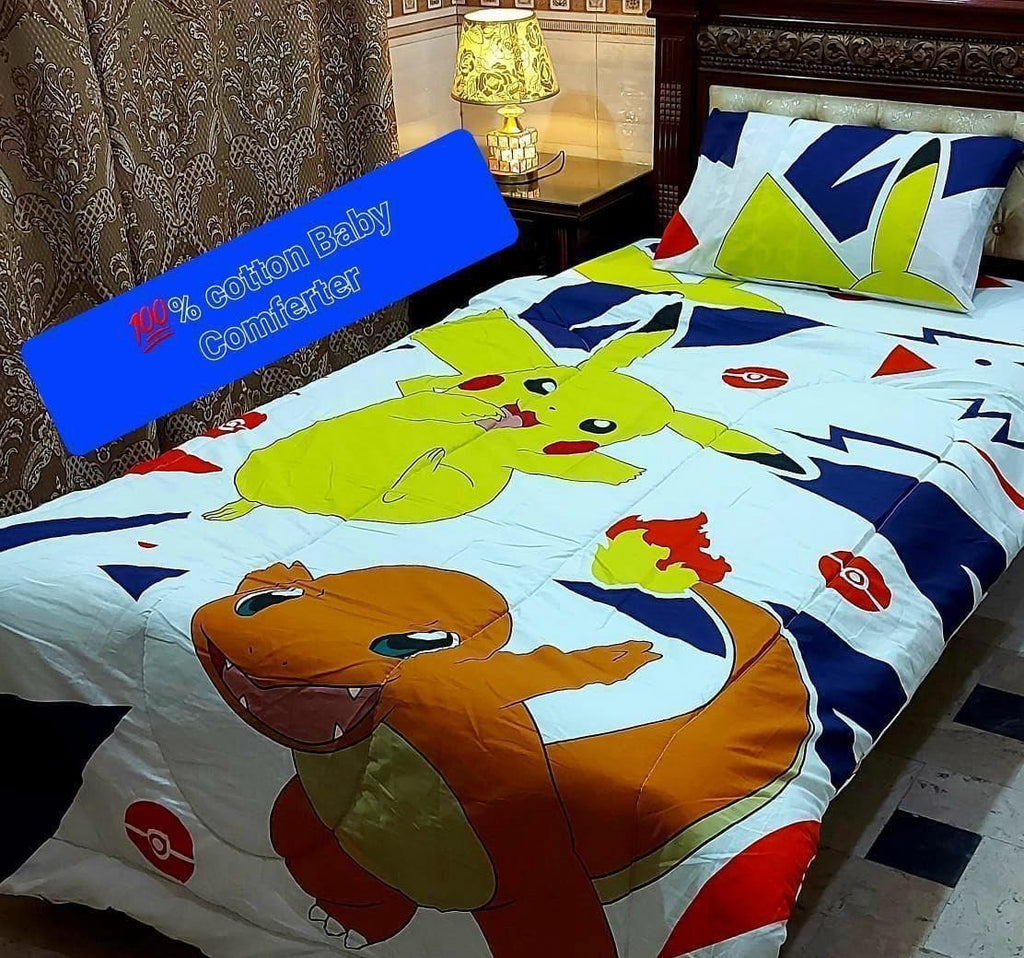 3 Pcs Single Comforter Set – Pure Cotton | All Seasons Use | Bed Sheet Complete Set
