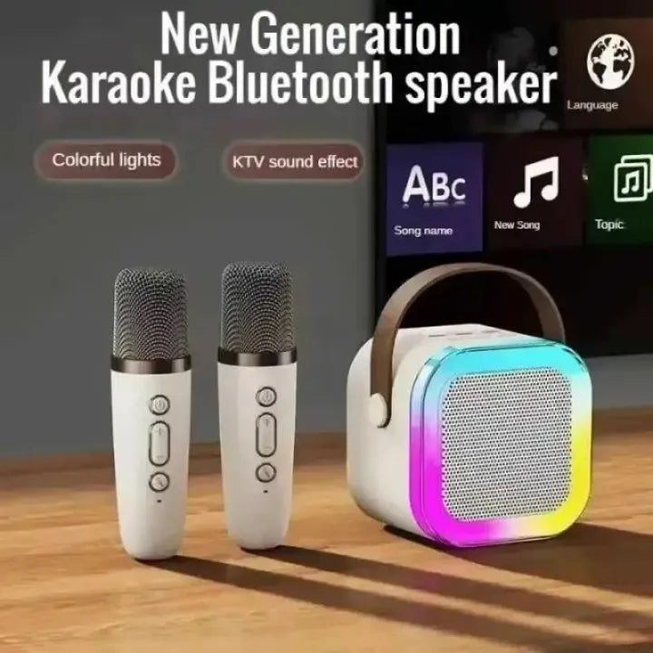 Karaoke Machine for Kids & Adults with Wireless 2 Mics – Portable Bluetooth & Dynamic Lights
