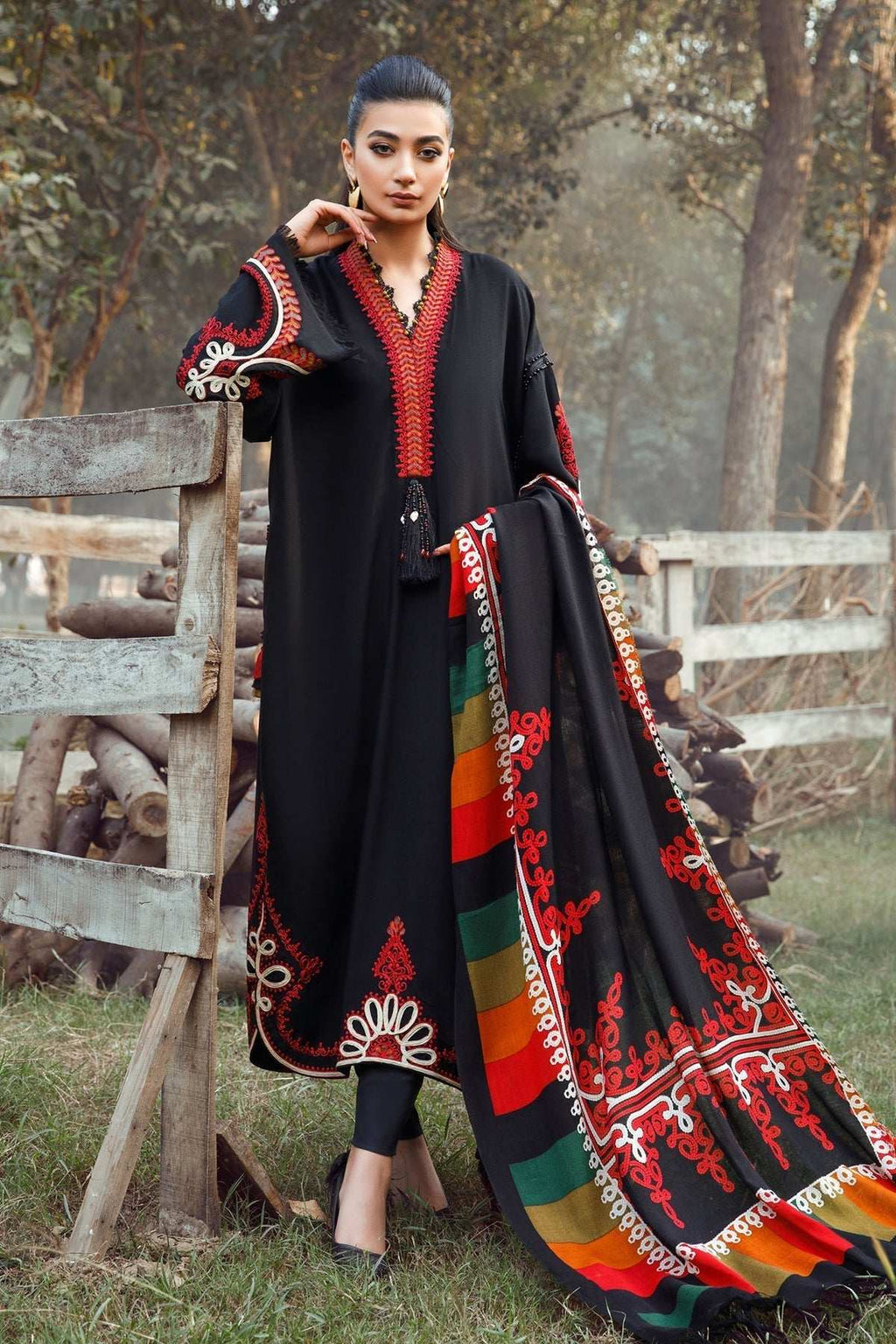 Maria B 3-PC Unstitched Fully Embroidered Dhanak Suit