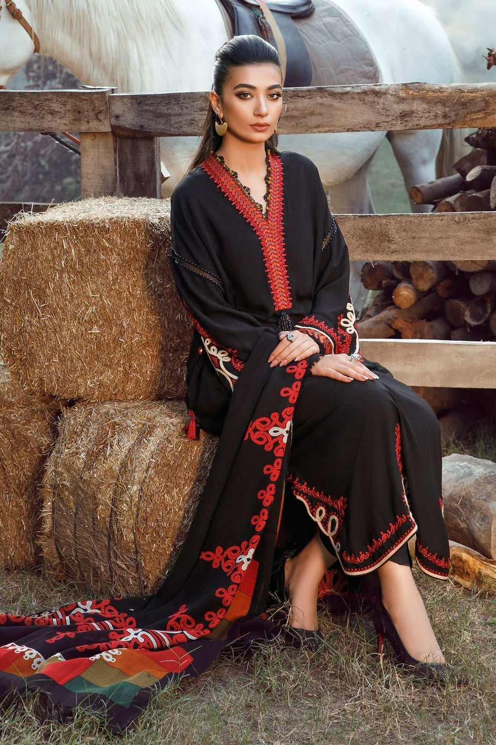 Maria B 3-PC Unstitched Fully Embroidered Dhanak Suit