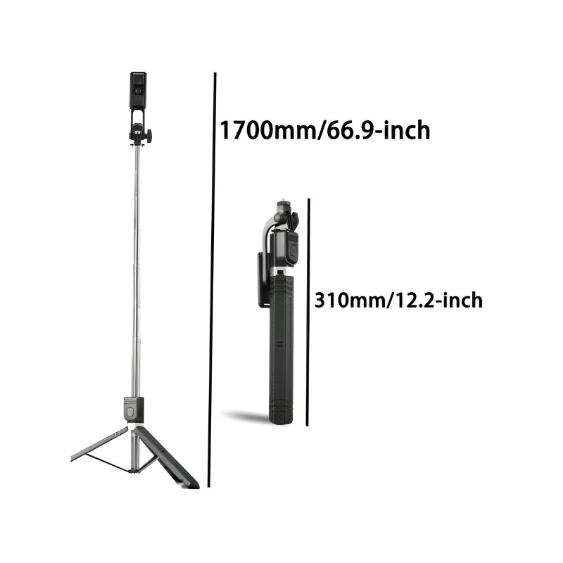 BD-17 1700mm Wireless Selfie Stick & Tripod Stand with Bluetooth Remote – Foldable, Extendable Monopod