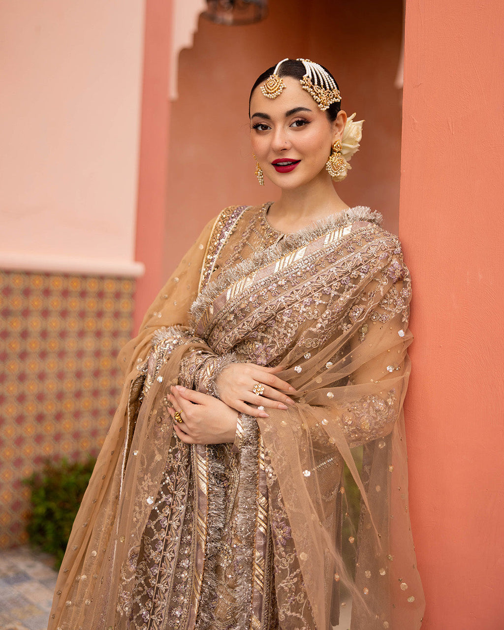 Hania Amir | Wedding Dress Gold Kameez Gharara