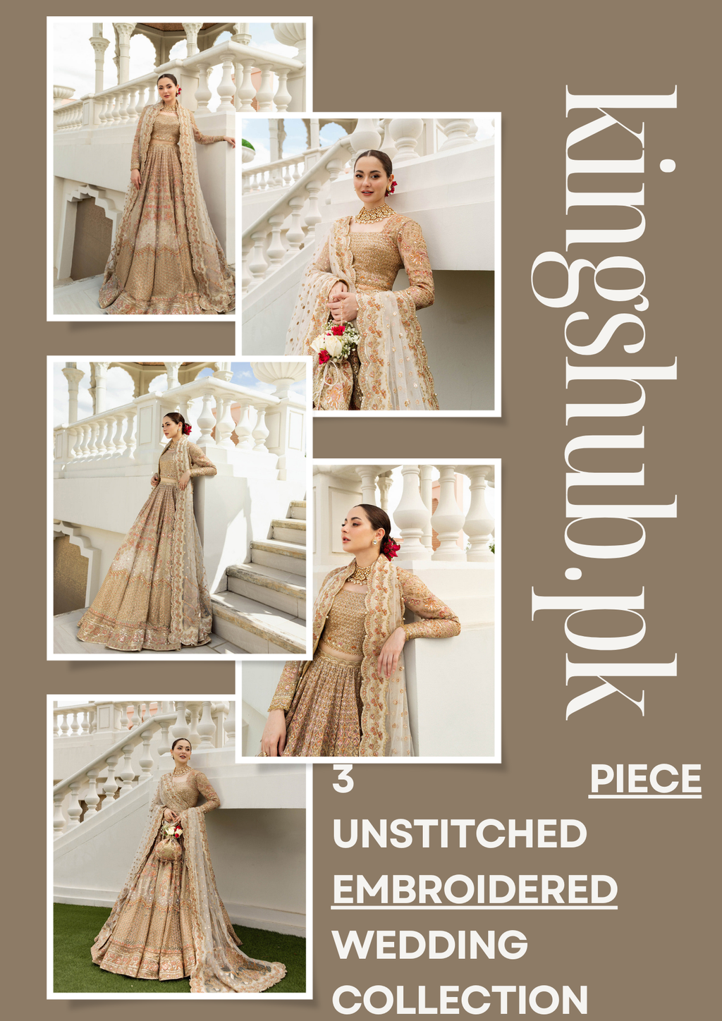 3 Piece Unstitched Embroidered Wedding Suit Collection