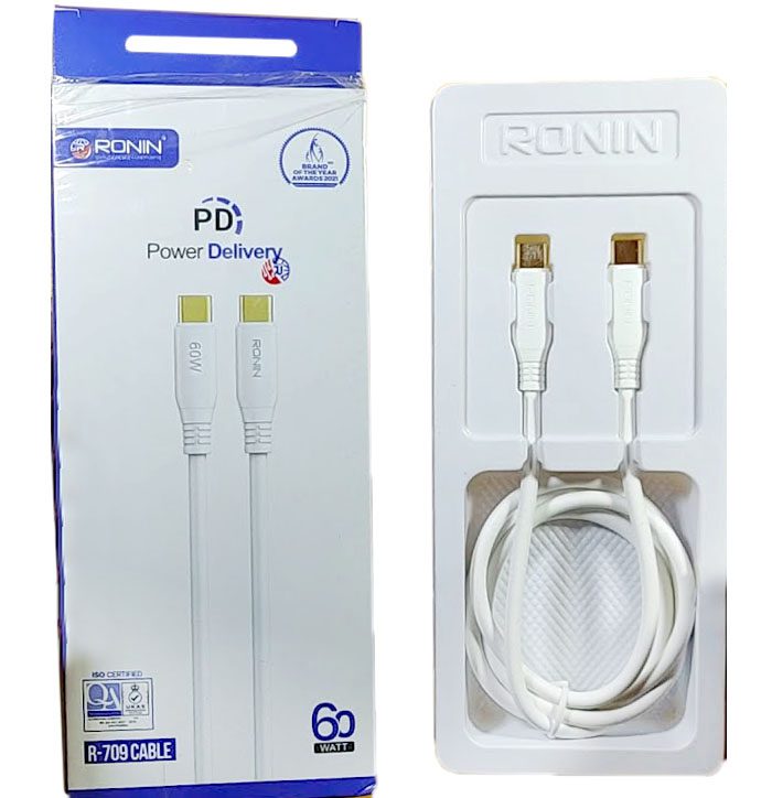 Ronin R-709 60W Type-C To Type C Data Cable | High-Speed Charging for Your Devices