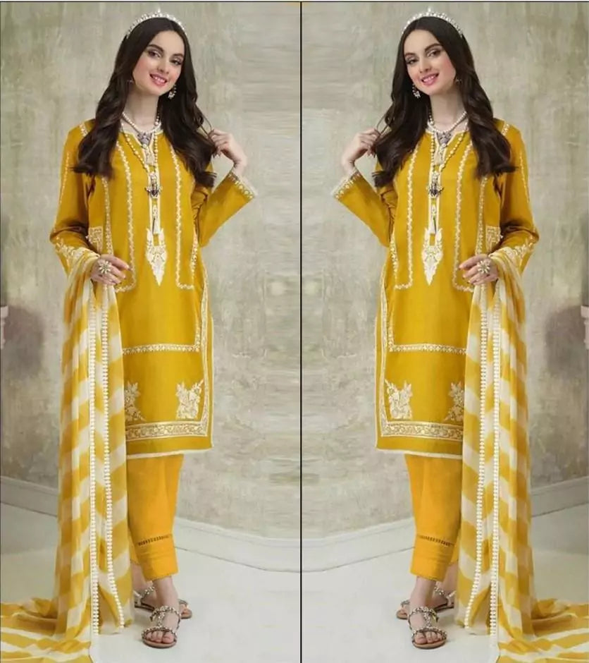 Asim Jofa Luxury 3PC Lawn Suit with Diamond Dupatta – Elegant & Premium Quality