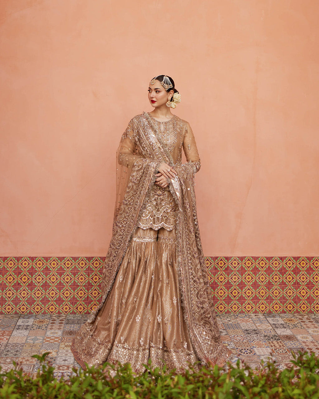 Hania Amir | Wedding Dress Gold Kameez Gharara