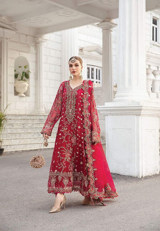 Maria B Unstitched Embroidered Chiffon Suit – Graceful & Luxurious