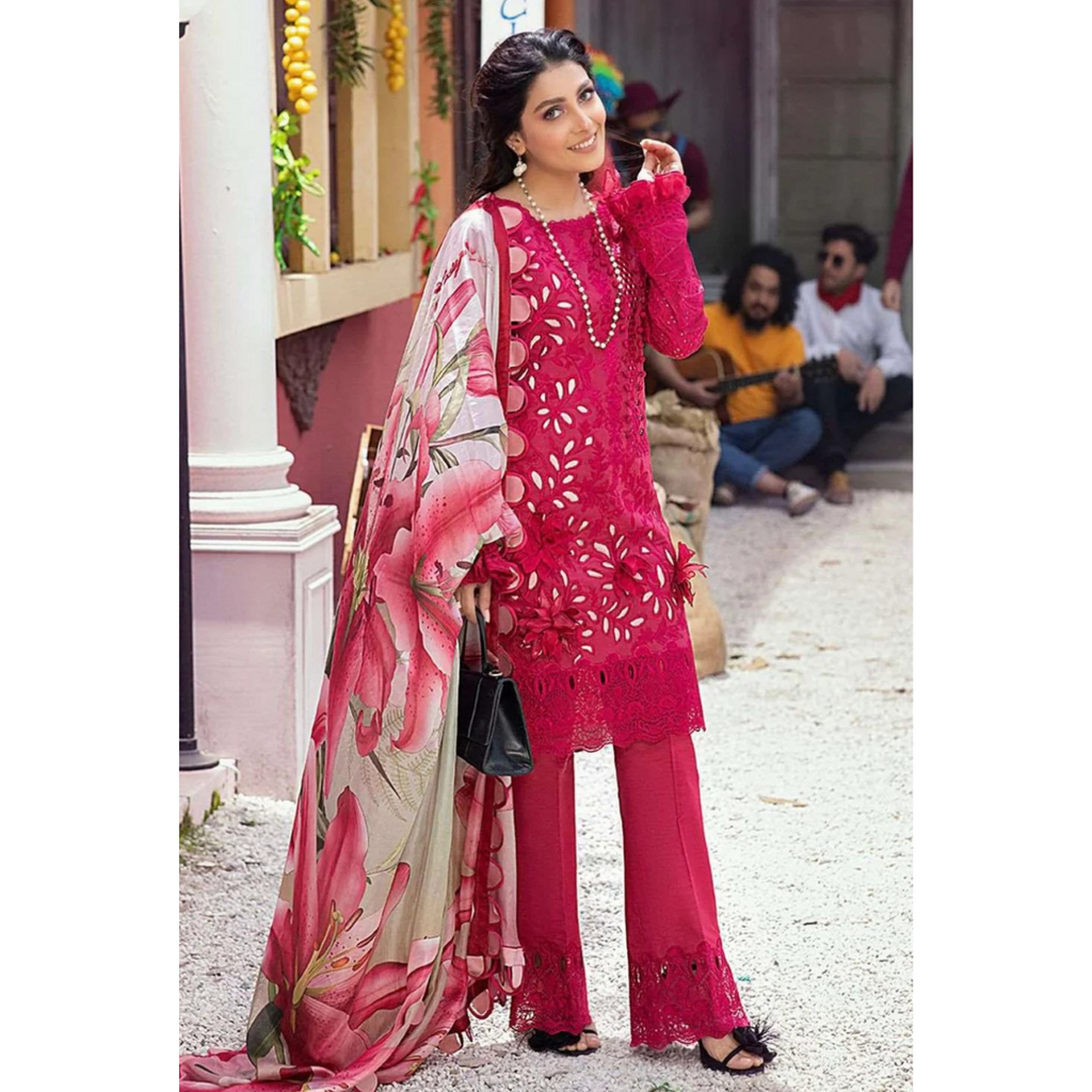 Mushq Luxury 3PC Lawn Suit with Diamond Voil Dupatta