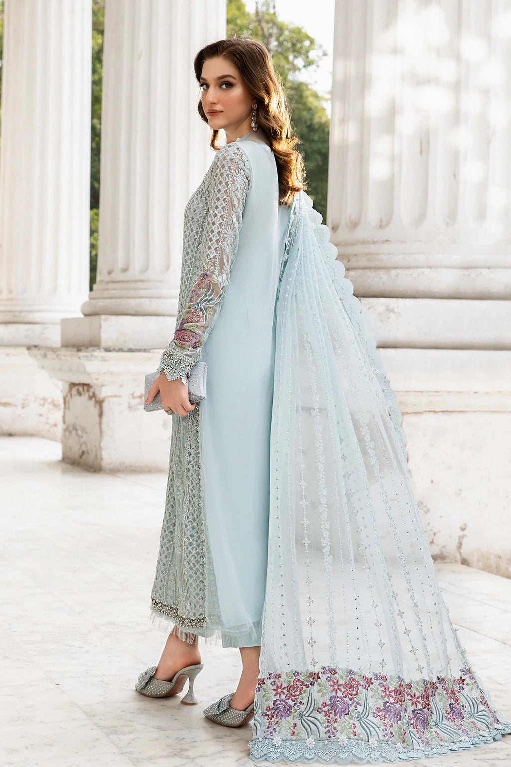 Unstitched Embroidered Chiffon Suit