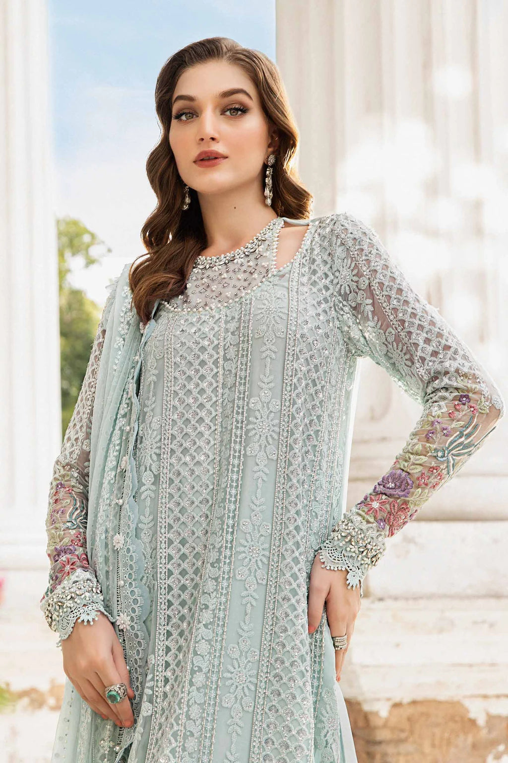 Unstitched Embroidered Chiffon Suit