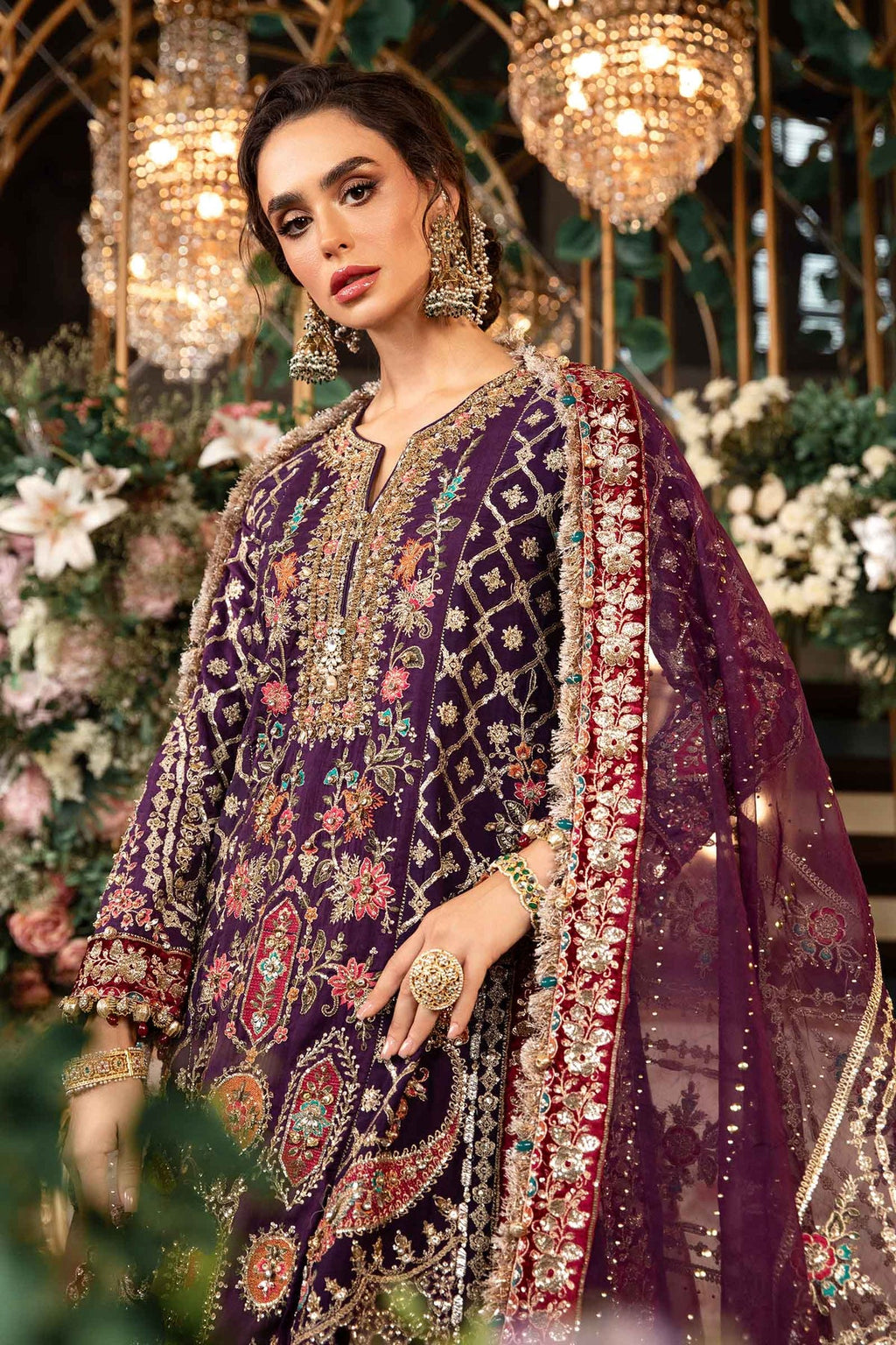 3 Piece Unstitched Embroidered Raw Silk Suit