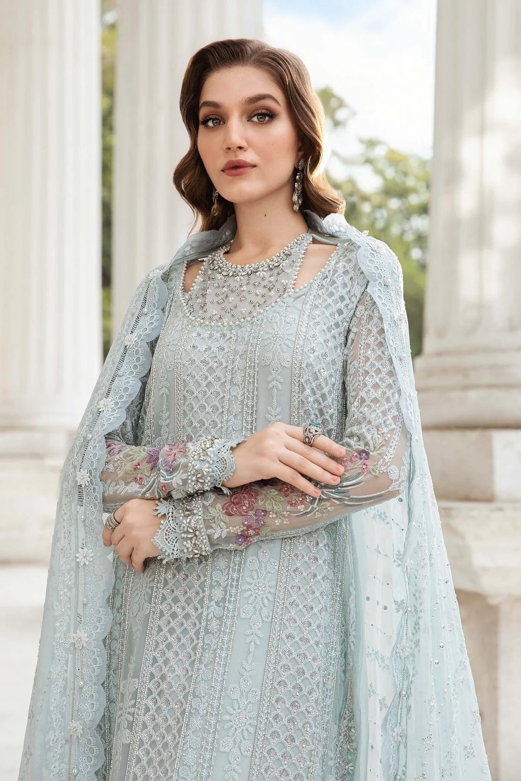 Unstitched Embroidered Chiffon Suit