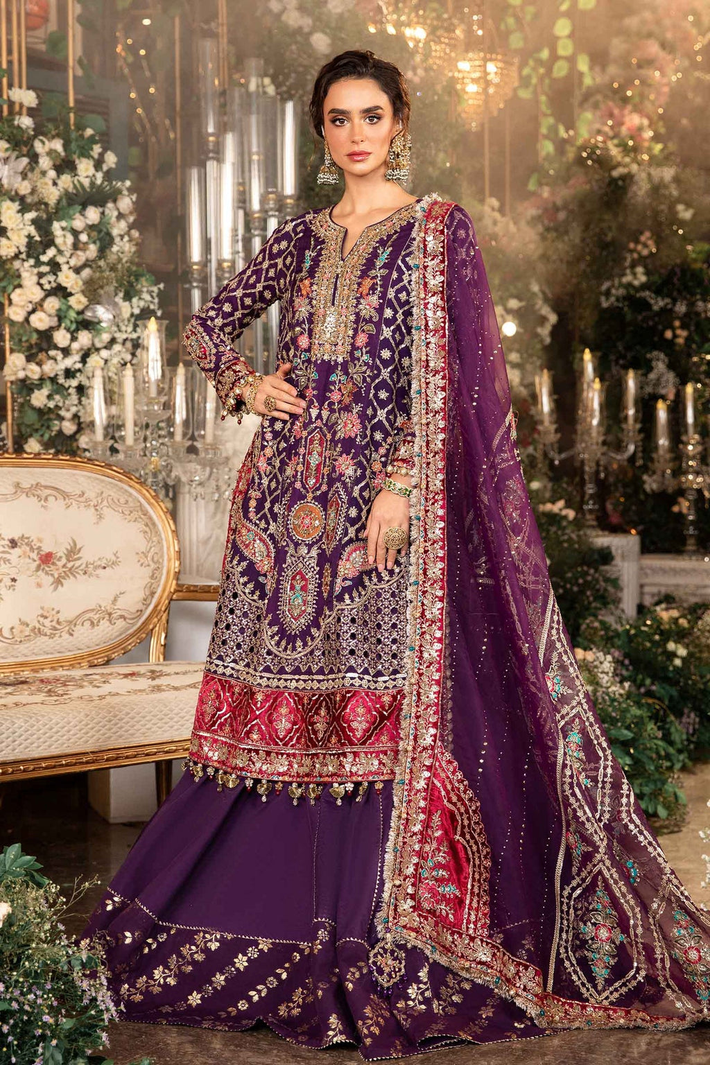 3 Piece Unstitched Embroidered Raw Silk Suit