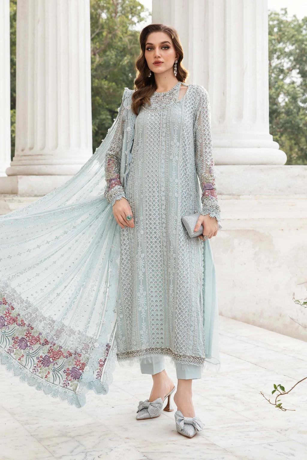 Unstitched Embroidered Chiffon Suit