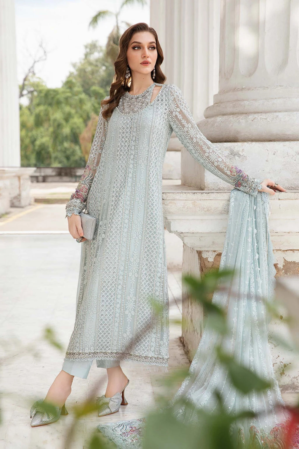 Unstitched Embroidered Chiffon Suit