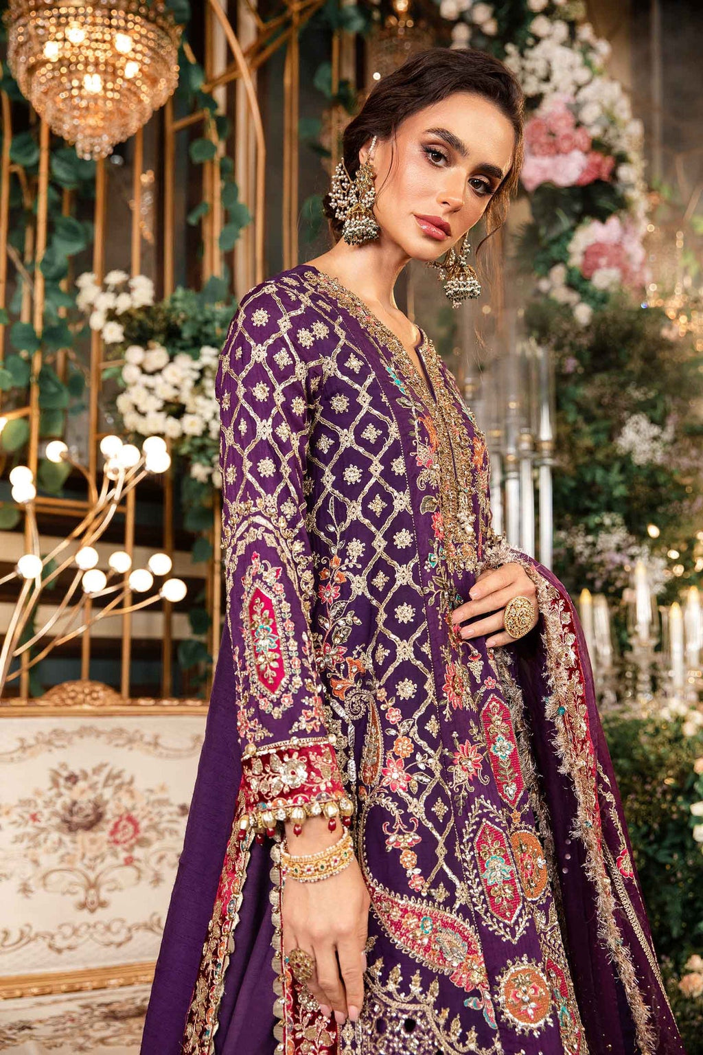 3 Piece Unstitched Embroidered Raw Silk Suit