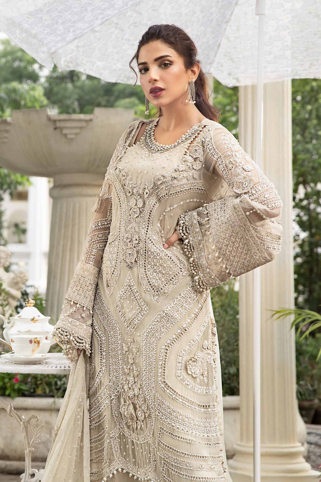 3 Piece Unstitched Embroidered Chiffon Suit