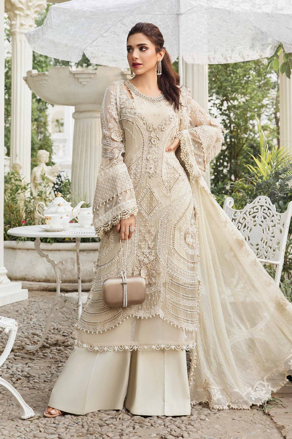 3 Piece Unstitched Embroidered Chiffon Suit