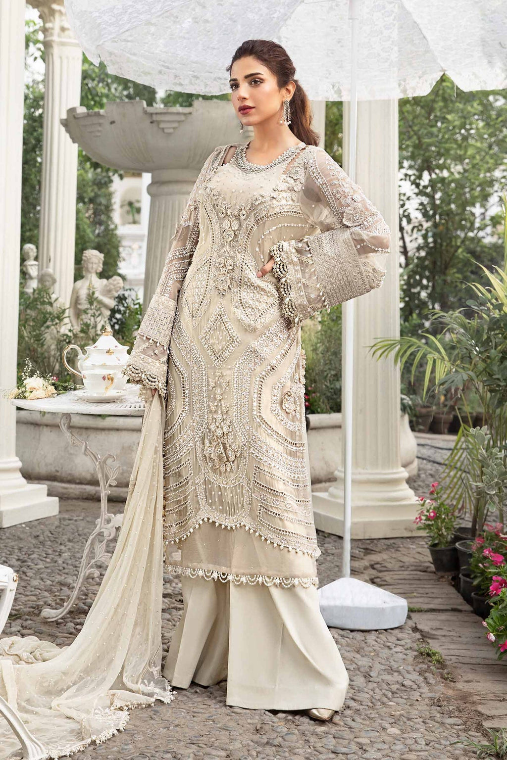 3 Piece Unstitched Embroidered Chiffon Suit