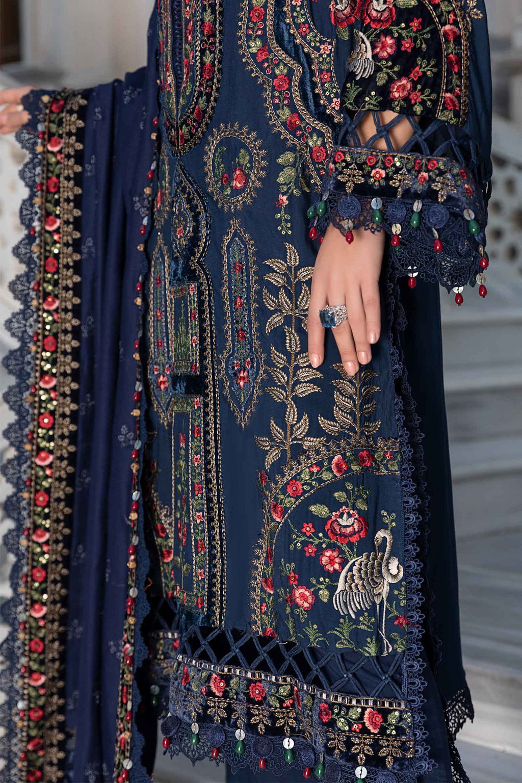 Maria B Unstitched Luxury  3-Piece Suit – Fine Quality Lawn with Organza Cutwork Embroidered Dupatta