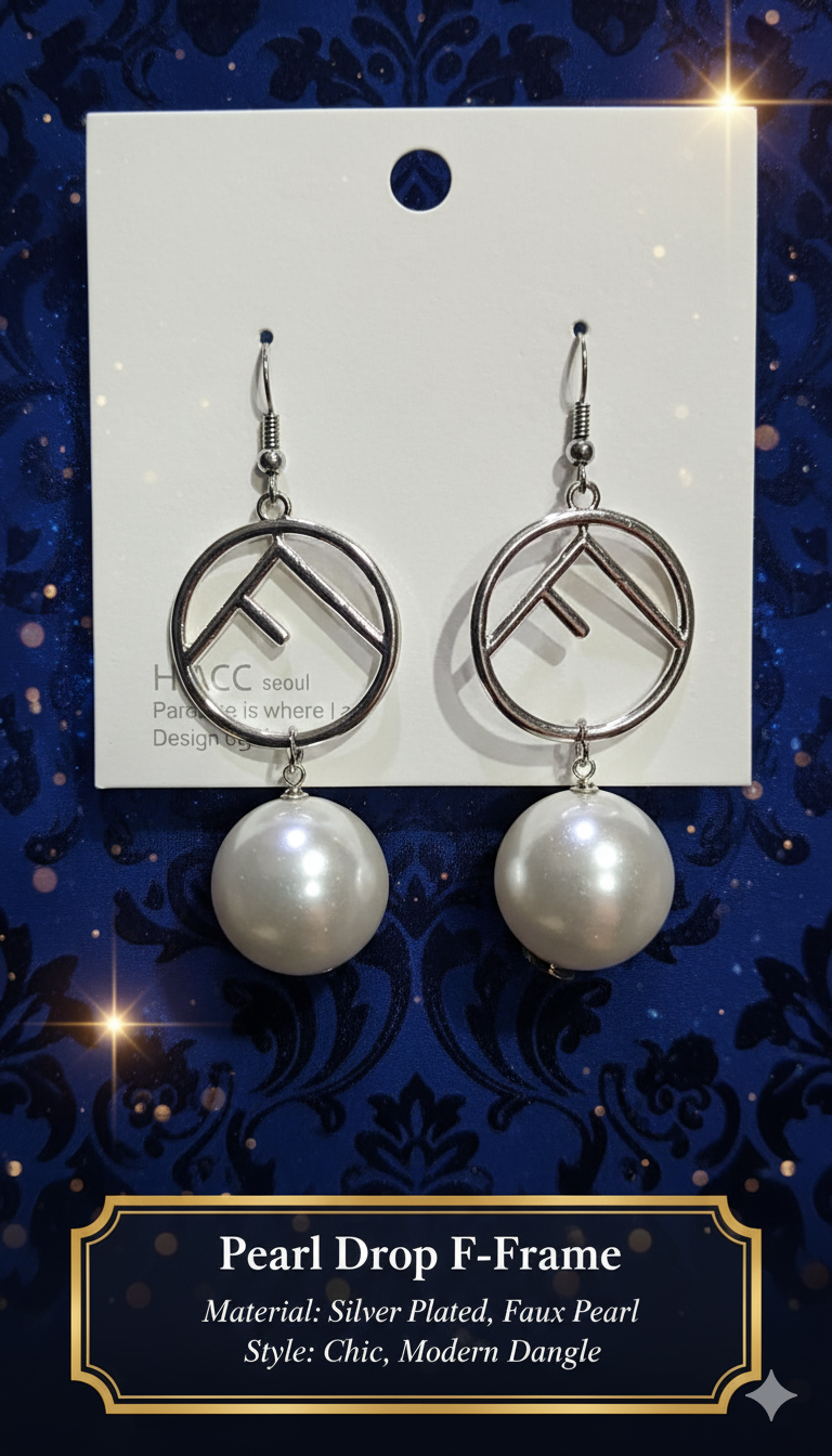 Pearl Drop Fendi-Frame Earrings