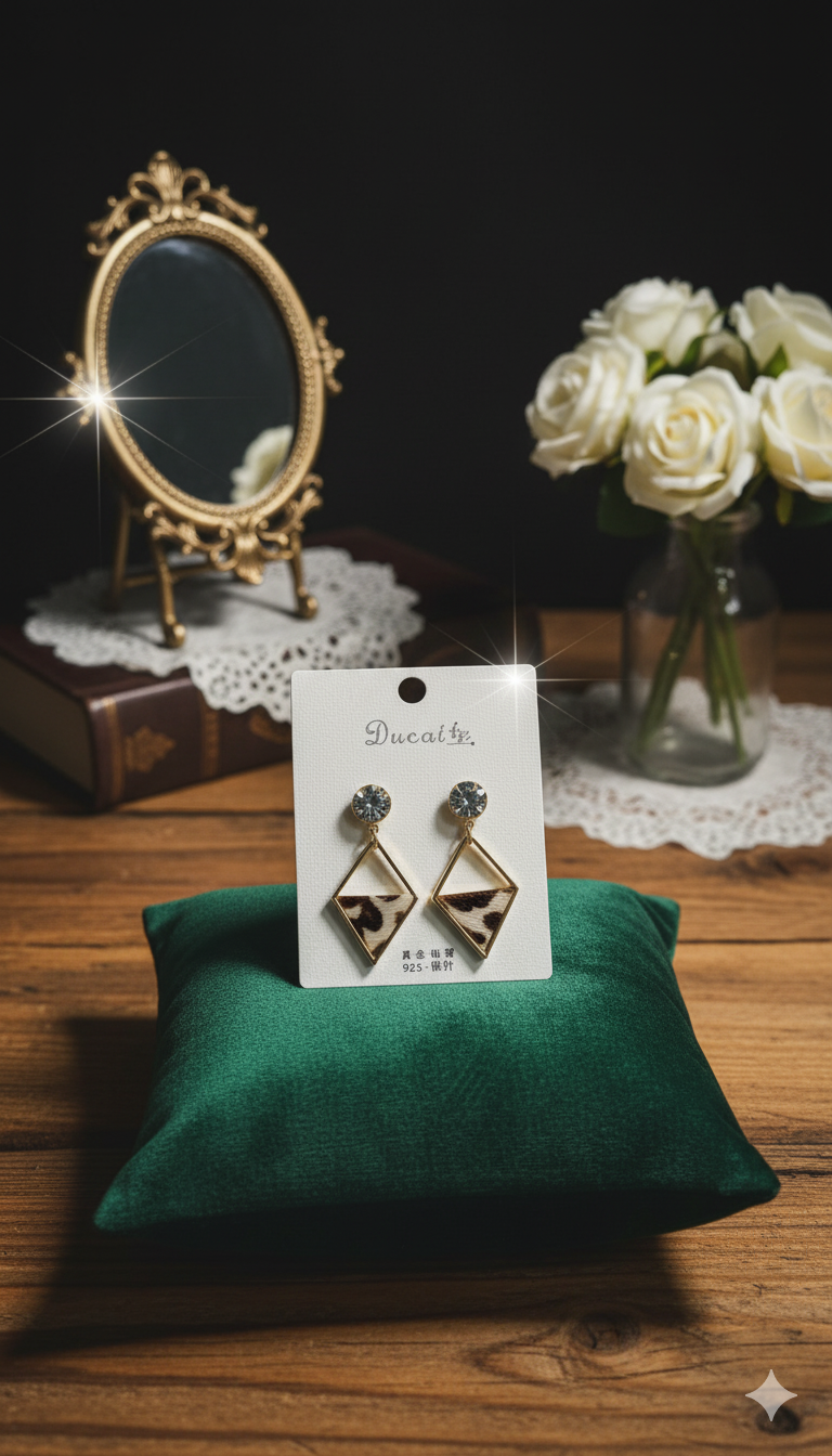 Trendy Diamond Shape Animal Print Earrings