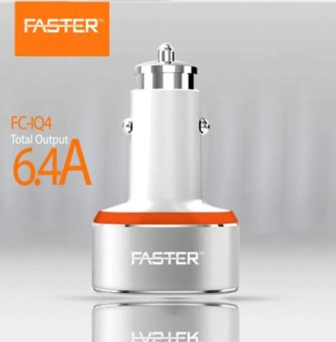 FASTER FCC-IQ4 Turbo 6.4A & Qualcomm Quick Charge 3.0A Car Charger