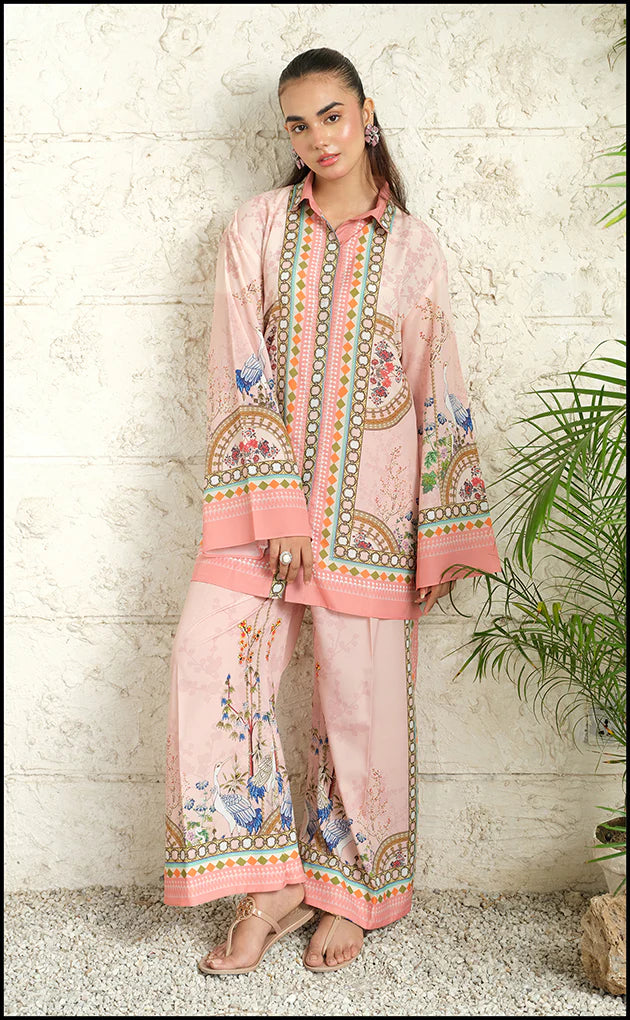 Unstitched Digital Printed Airjet Lawn 2PC Set – Tea Pink Elegance