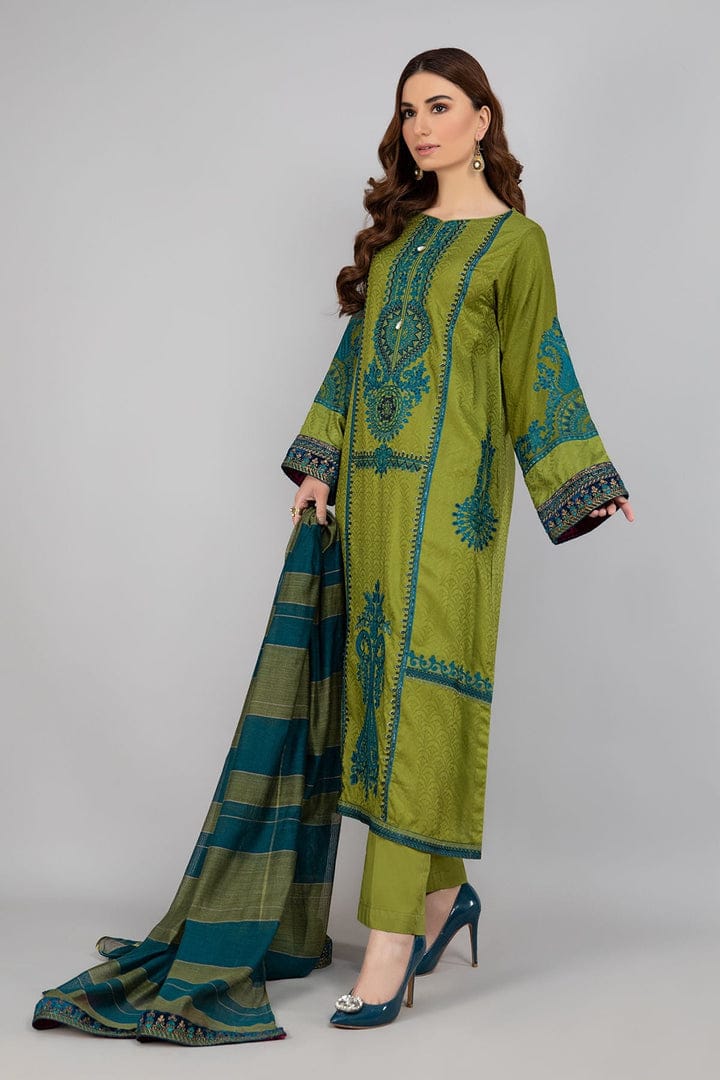 Maria B 3PC Embroidered Dhanak Linen Suit with Embroidered Chiffon Dupatta – Elegant Winter Wear