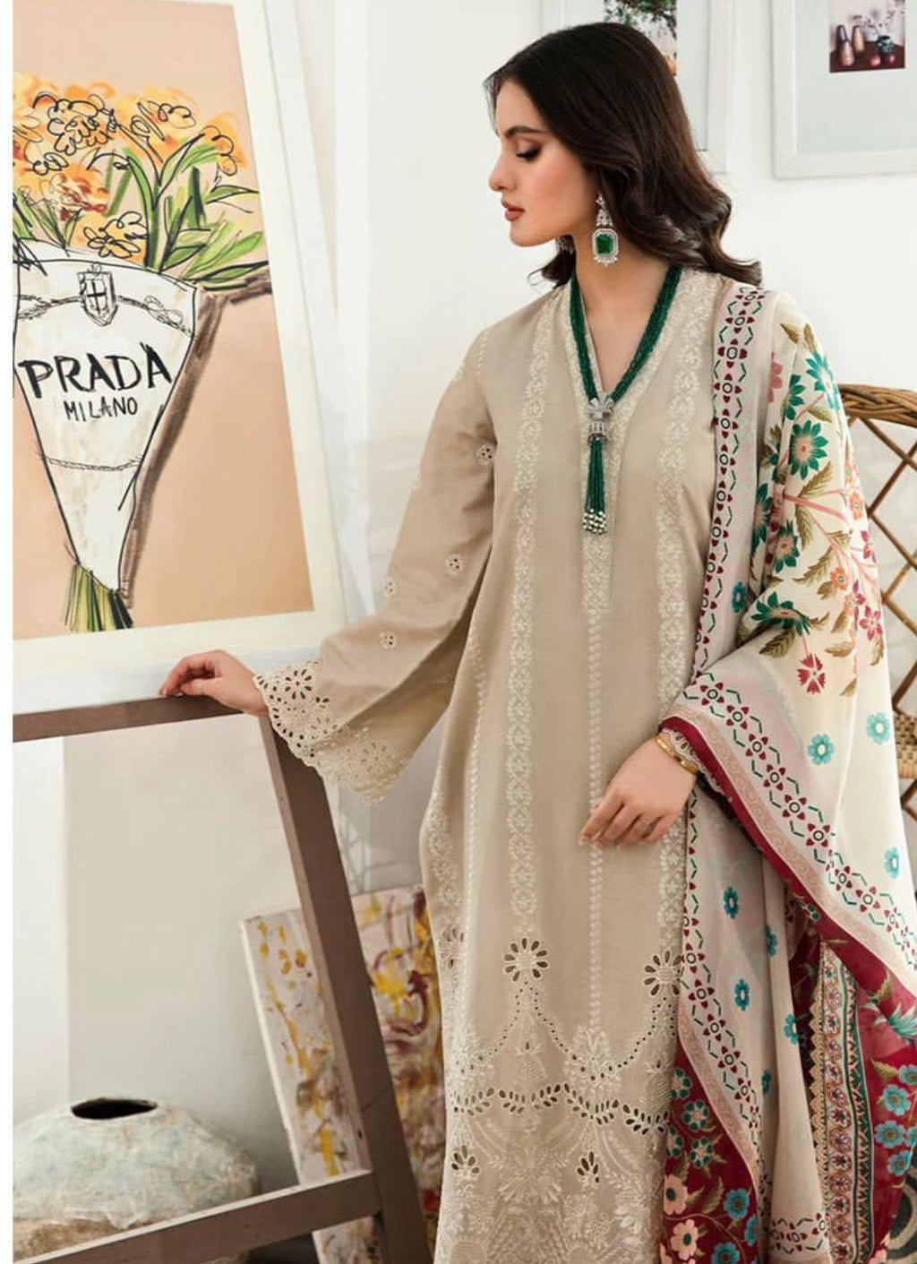 Sapphire 3PC Chikankari Embroidered Lawn Suit – Elegant & Timeless