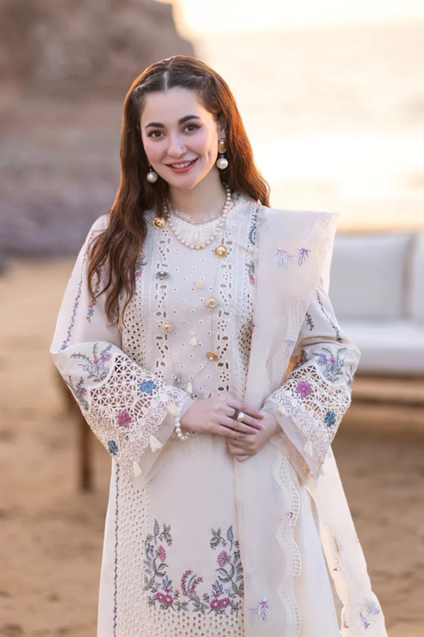 Qalamkar Luxury Chikankari Embroidered Lawn 3PC Unstitched Suit – Timeless Elegance