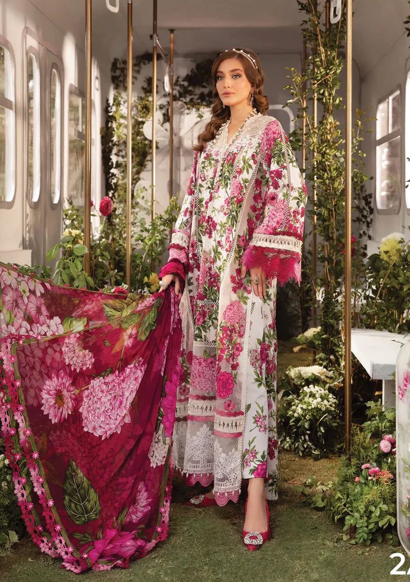 Maria B White & Pink Digital Emb New Arrival Lawn 3pc